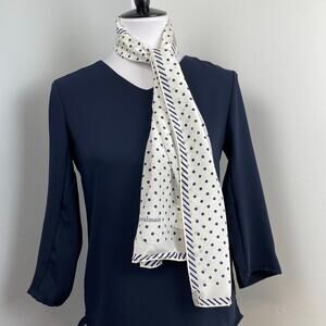 NEW Pierre Balmain White and Black Silk Polka Dot Scarf